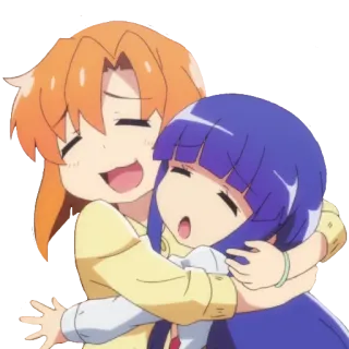 💗 Anime, Abrazo, Lindo, Chicas, Amigos, Dibujos animados whatsapp sticker