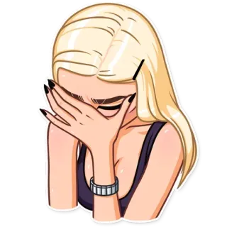 😐 kobieta, blondynka, płacz, smutny, emocje, facepalm, rozczarowanie telegram sticker