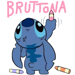 💀 Stitch BRUTTONA stitch, cartoon, cute, crayon, character, disney telegram sticker