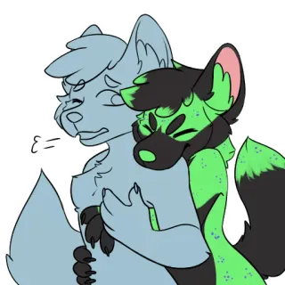 🤗 furry, anthropomorphic, hug, embrace, affectionate, cute, cartoon, animals, friends telegram sticker