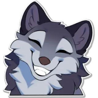 😁 wolf, happy, smiling, animal, cartoon telegram sticker