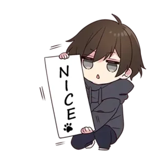 👍 NICE Anime, Chibi, Carino, Cartello, Bello, Impronta di zampa telegram sticker
