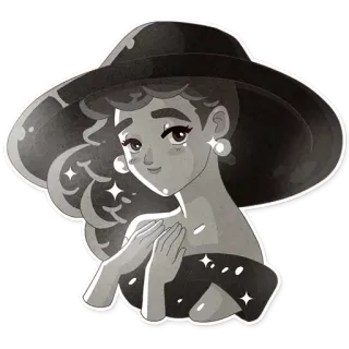 ☺️ woman, hat, glamour, dress, illustration, art whatsapp sticker
