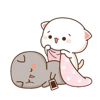 🤗 고양이, 귀여운, 카와이, 자는, 담요, 동물 telegram sticker