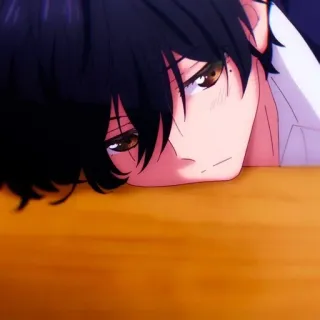 ⬛️ 动漫, 漫画, 悲伤, 男孩, 疲惫 telegram sticker