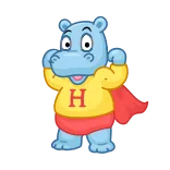 💪 hipopótamo, desenho animado, super-herói whatsapp sticker
