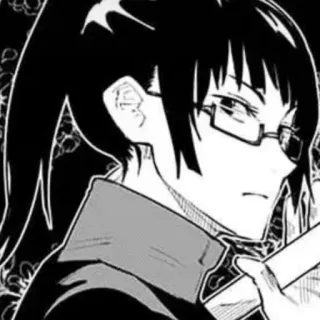 🥢 Maki Zenin Jujutsu Kaisen Anime, Manga, Occhiali, Coda di cavallo, Personaggio, Jujutsu Kaisen, Maki Zenin whatsapp sticker