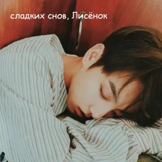 😴 сладких снов, Лисёнок sleep, cute, person, sweet dreams telegram sticker