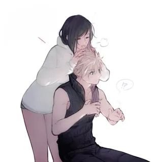 🥢 Cloud Strife Final Fantasy VII anime, final fantasy, cloud strife, tifa, couple, video game telegram sticker