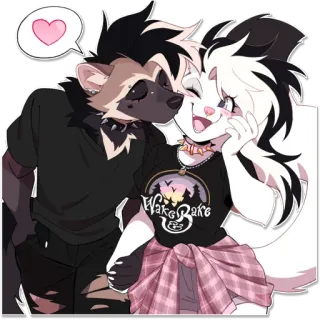 💋 Wake & Bake furry, couple, kiss, anthro, love, goth, punk, artwork whatsapp sticker