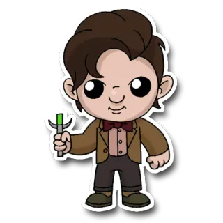 🕰 The Doctor Doctor Who kreskówka, jedenasty doktor, Doctor Who, śrubokręt soniczny, science fiction, BBC, postać telegram sticker