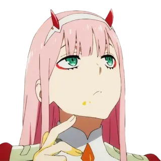 🤔 Zero Two Darling in the Franxx Anime, Mädchen, Zero Two, Darling in the Franxx, Charakter telegram sticker