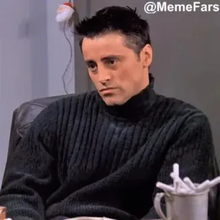 😏 Joey Tribbiani Friends @MemeFars โจอี ทริบเบียานี, เฟรนส์, เศร้า, ทำปากยื่น, มีม, อารมณ์ telegram sticker