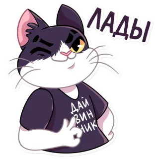 👌 ЛАДЫ
ДАЙ ВИН ЧИК кот, милый, стикер, мультфильм telegram sticker