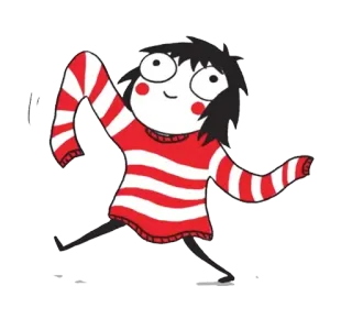 ☺️ dessin animé, personnage, rouge, blanc, pull, enfant, fille telegram sticker