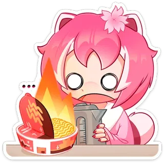 😧 Anime, Hoạt hình, Sticker, Kawaii, Sốc, Lửa, Mì telegram sticker