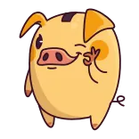 👌 pig, animal, cartoon, cute, yellow, wink, hand gesture telegram sticker