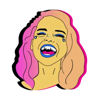 😂 Frau, lachend, weinend, Cartoon, Pop Art, Gesicht, Ausdruck, emotional telegram sticker