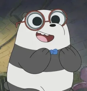 👀 Panda We Bare Bears Dessin animé, Panda, Lunettes, Ours, Mignon, We Bare Bears telegram sticker