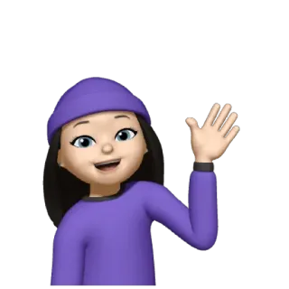 💜 Emoji, Menina, Pessoa, Saudação, Acenando, Desenho animado telegram sticker