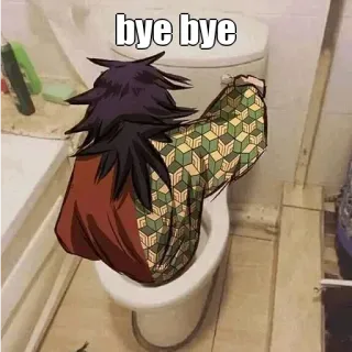 🤔 bye bye toilette, drôle, animé, salle de bain whatsapp sticker
