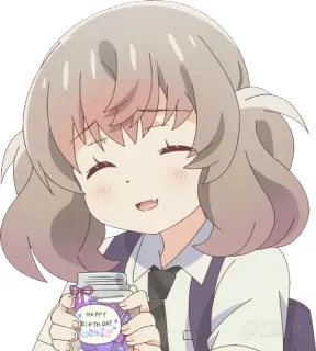 🎁 HAPPY BIRTH DAY Anime, Urodziny, Kreskówka, Dziewczyna, Słodkie, Słoik, Cukierki whatsapp sticker