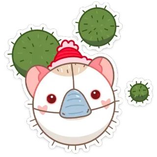 🦠 carino, animale, cartone animato, virus, mascherina, pandemia, salute, natale telegram sticker