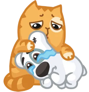 😢 kat, hond, verdrietig, verdrietig, huilen, steun, troost whatsapp sticker