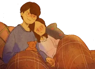 😊 couple, amour, dessin animé, mignon, doux, romantique, chaleureux, cosy whatsapp sticker