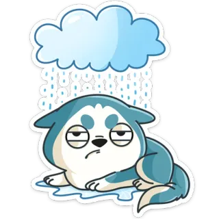 ☔️ hond, wolk, regen, verdrietig, cartoon, sticker, weer telegram sticker