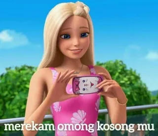🧘‍♂ Barbie merekam omong kosong mu Barbie, animado, muñeca, rosa, femenino telegram sticker