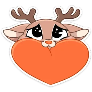 ❤️ กวาง, หัวใจ, น่ารัก, สัตว์, สติกเกอร์, การ์ตูน telegram sticker