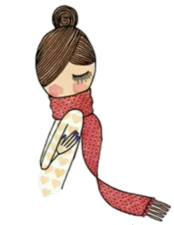 😚 illustrazione, sciarpa, ragazza, inverno, cuore, carino, moda telegram sticker