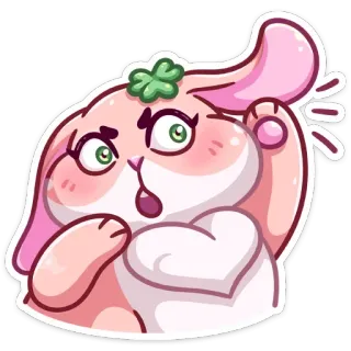 👂 fofo, coelho, rosa, surpreso, desenho animado, animal, adesivo, personagem whatsapp sticker