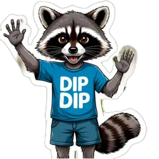 🫥 DIP DIP Waschbär, Cartoon, Tier, Niedlich, Kleidung, Sticker, Säugetier telegram sticker