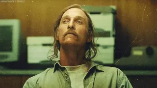 😐 Rust Cohle True Detective Hombre, Serie TV, Personaje, Rust Cohle, Matthew McConaughey telegram sticker