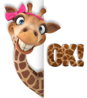 🆗 OK! Giraffe, Tier, Cartoon, Ok, Gruß telegram sticker