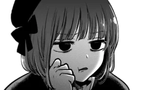 😤 Chika Fujiwara Kaguya-sama: Love Is War anime, manga, chika fujiwara, kaguya-sama love is war, expression, bored, monochrome telegram sticker