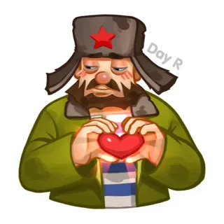🥰 Day R Herz, Cartoon, Mann, Uschanka telegram sticker