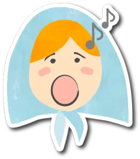 😮 singing, cartoon, music, headscarf, joyful whatsapp sticker
