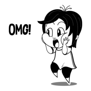 😱 OMG! geschockt, Ausruf, Cartoon, überrascht, Mädchen, Oh mein Gott telegram sticker