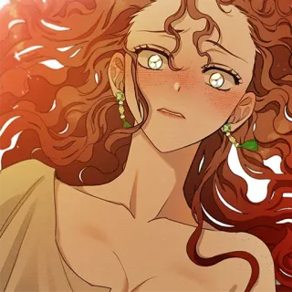 ♥️ donna, capelli ricci, orecchini, illustrazione, ritratto telegram sticker