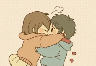 🙂 beso, amor, pareja, corazones, dibujos animados, romance, abrazo telegram sticker