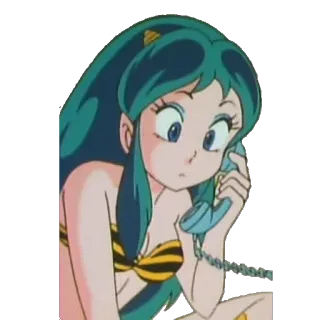 📞 Lum Invader Urusei Yatsura อนิเมะ, อุรุเซย์ ยัตสึระ, ลามู, การ์ตูน, โทรศัพท์, คาวาอิ telegram sticker