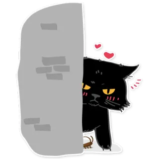 😳 cat, animal, cute, hearts, black cat, peeking telegram sticker