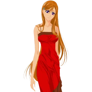 😊 anime, woman, dress, red, long hair, character telegram sticker