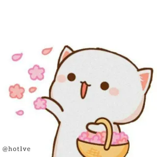 🌸 @hotlve cat, cute, adorable, flowers, animated telegram sticker