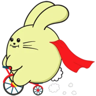 😅 coniglio, bicicletta, mantello, carino, cartone animato whatsapp sticker