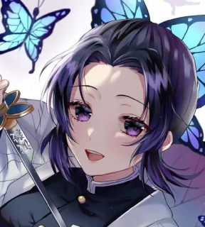 🦋 Shinobu Kocho Demon Slayer Anime, Demon Slayer, Shinobu, Schwert, Schmetterling telegram sticker