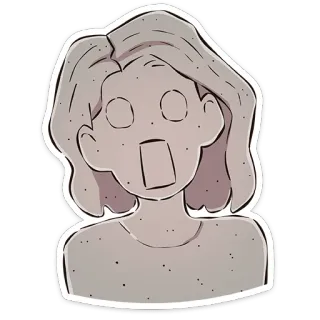 😦 patung, terkejut, wajah, ekspresi, batu, wanita telegram sticker